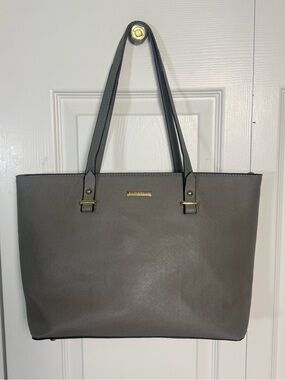 ELIM & PAUL Gray Faux Leather Tote Bag Matching Crossbody Purse Set Gold Hardwar